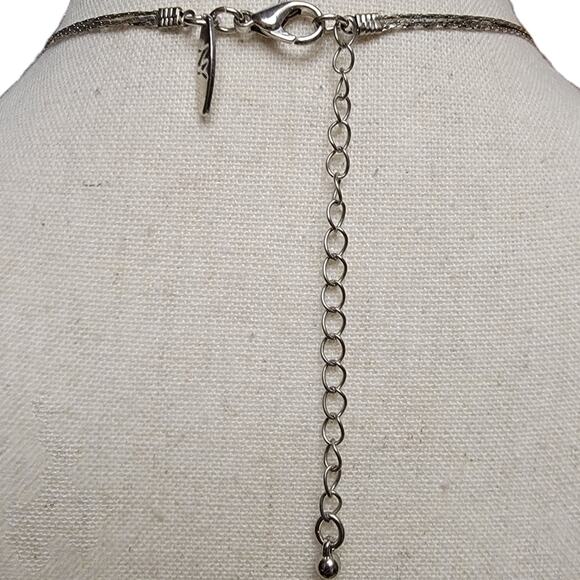 New York & Co Station Necklace Black White Silver Tone Triple Strand Beaded - Picture 3 of 4